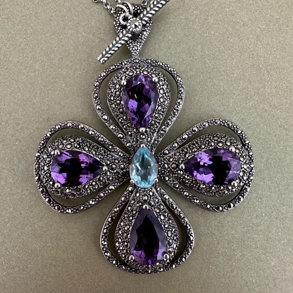 Judith Jack Sterling Silver Clover Necklace